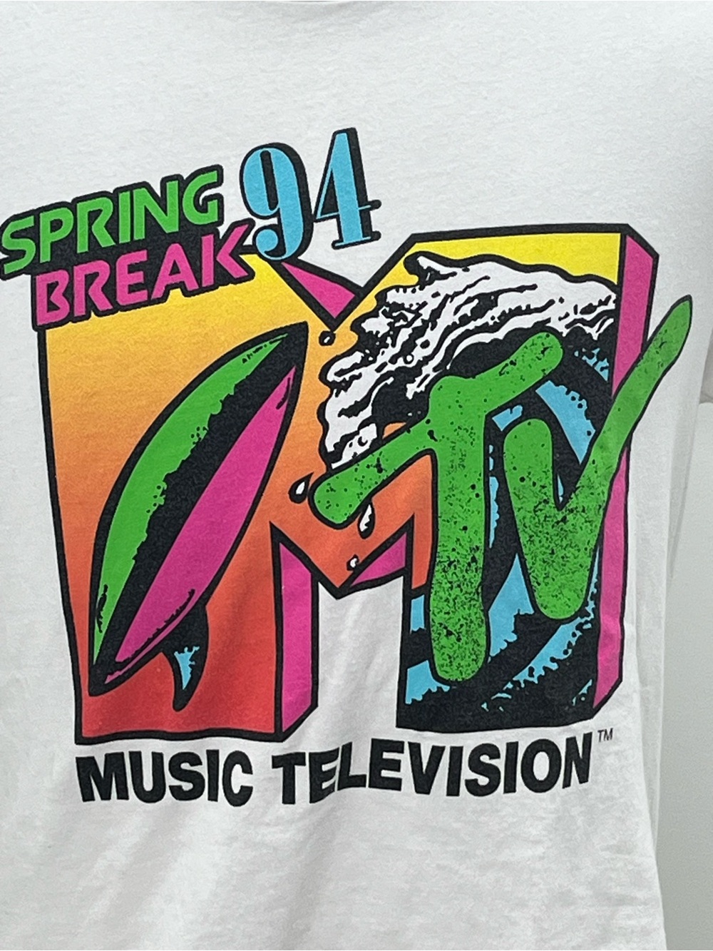 1994 MTV Spring Break White Graphic Adult Vintage T-Shirt Small - Picture 2 of 7
